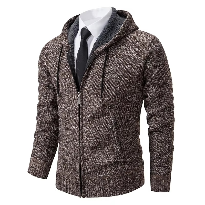 Men's Fleece Lined Stand Collar Zip Cardigan — Warm Casual Sports Coat for Fall and Winter