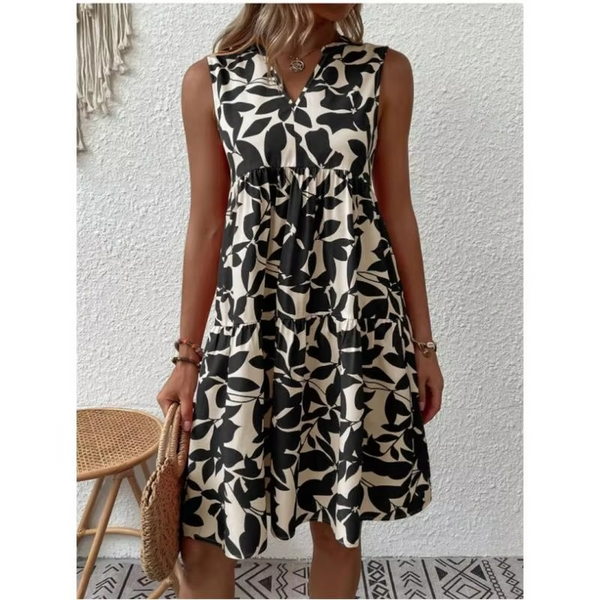 Summer Floral High Waist A-Line Midi Skirt for Women