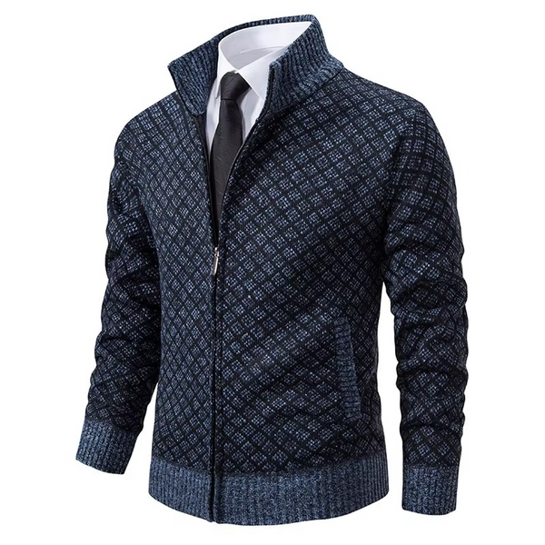 Men's Knitted Stand Collar Zipper Cardigan Sweater Casual Loose Fit