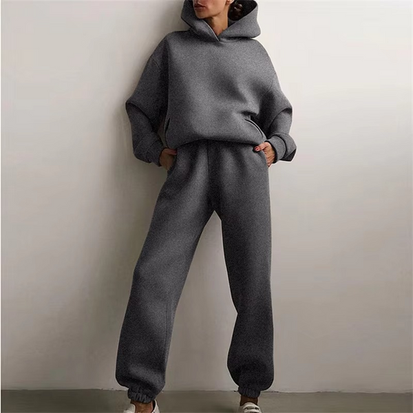 Women's Two Piece Tracksuit Set, Warm Oversized Hoodie and Long Pants for Fall Casual Wear