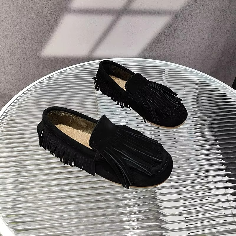 Women's Spring 2024 Mossy Cowhide Tassel Flats