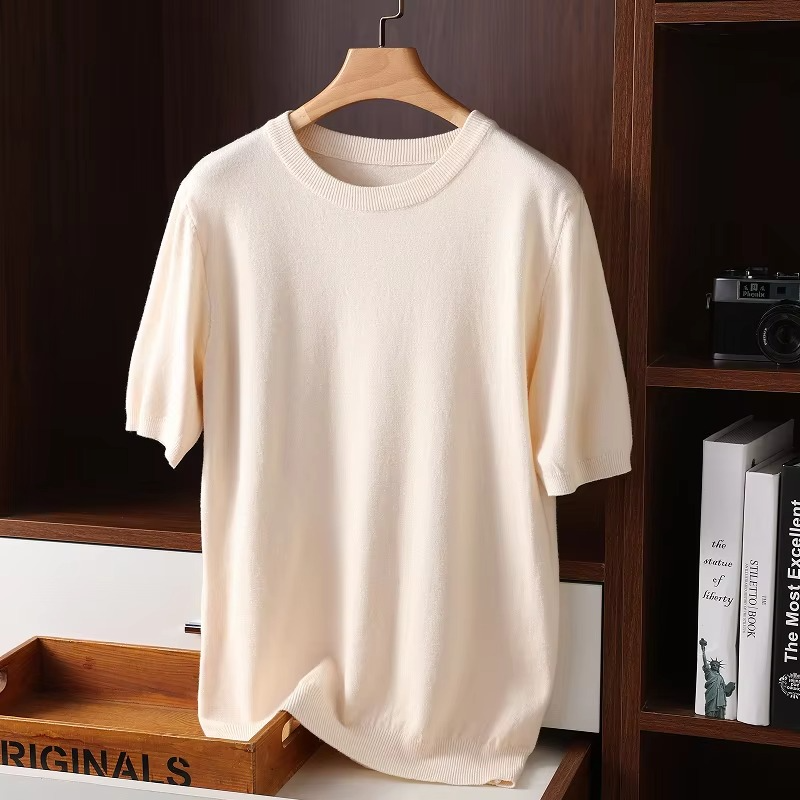 Men's Cashmere Short Sleeve O-Neck Sweater