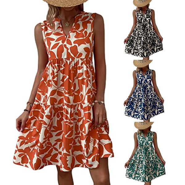 Summer Floral High Waist A-Line Midi Skirt for Women