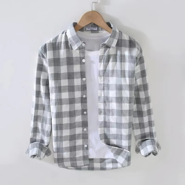 2025 Spring Summer Plaid Long Sleeve Men’s Casual Shirt