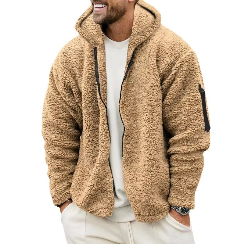 Men's Reversible Fleece Hooded Jacket for Autumn and Winter