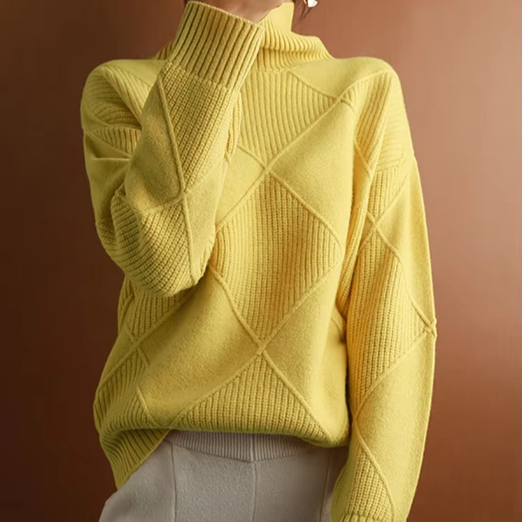 Womens Turtleneck Oversized Knit Sweater Pullover Long Sleeve Solid Jumper Top