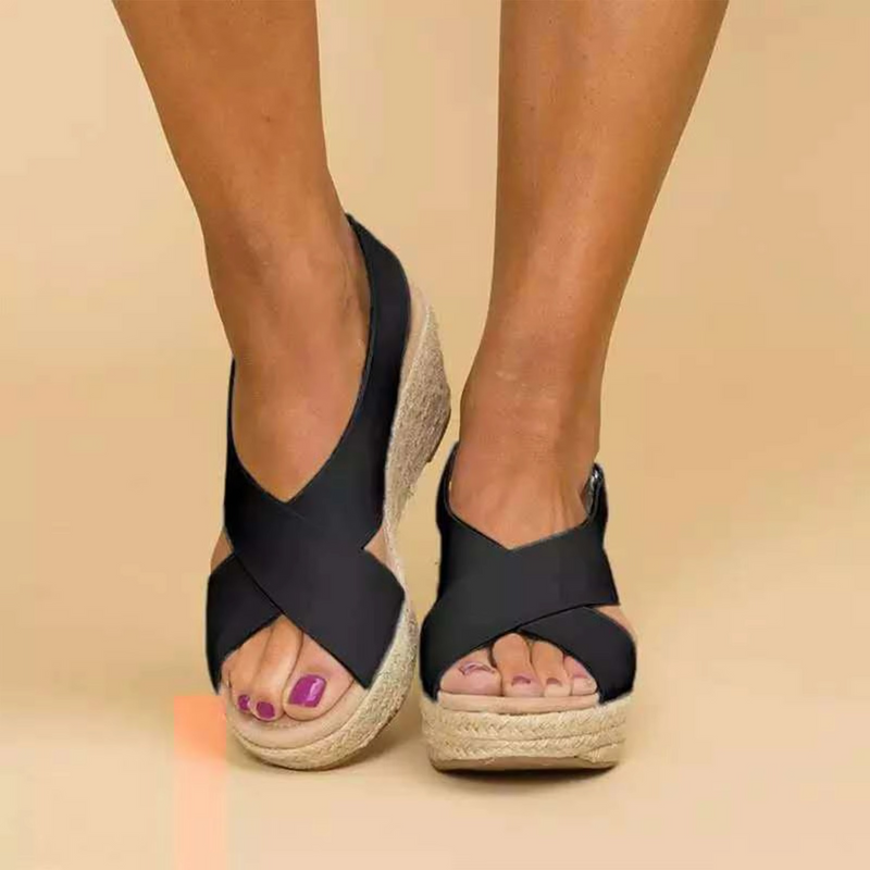 Minimalist Women’s Wedge Sandals with Open Toe Platform and Ankle Strap