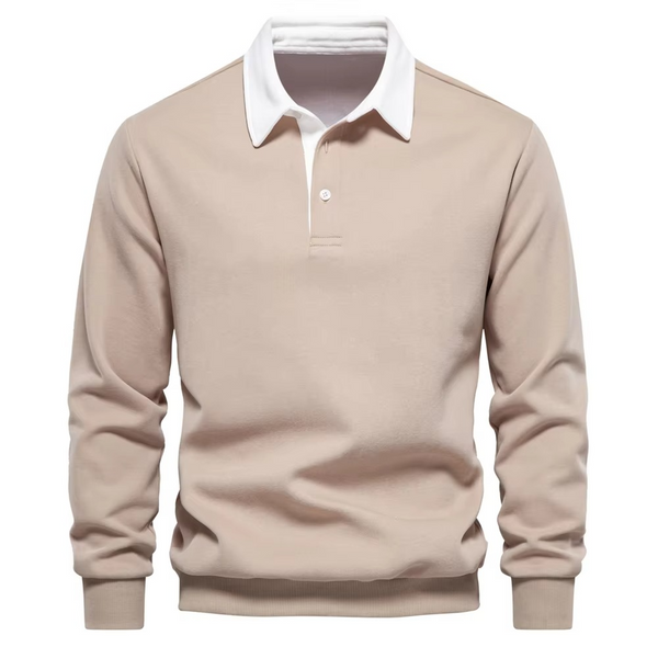 Autumn Polo Neck Cotton Sweatshirt for Men, Casual and Social Wear