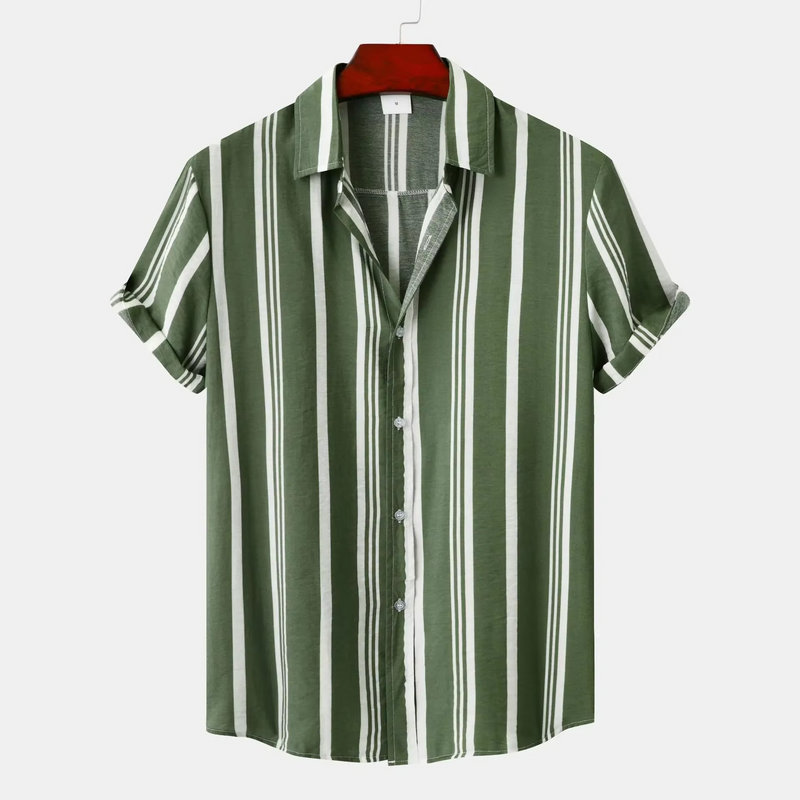 Men's Slim Fit Striped Short Sleeve Summer Casual Shirt