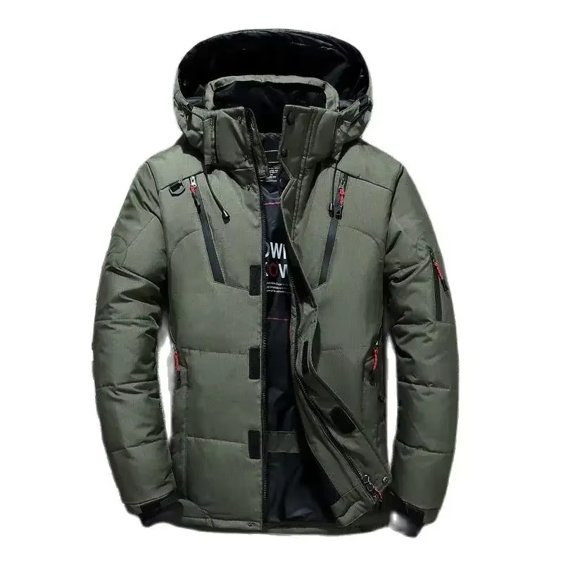 Men's White Duck Down Parka, -20°F Winter Hooded Coat