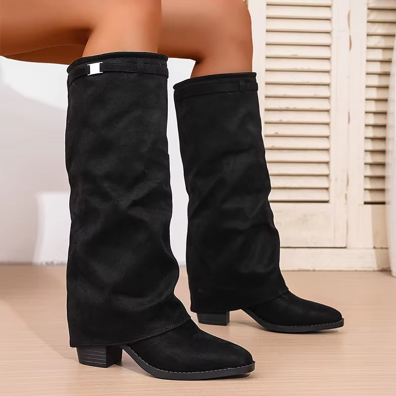 Elegant Slip On High Heel Knee High Boots for Women