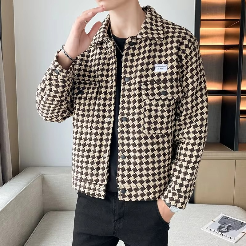 Men's Cargo Lattice Jacket, Y2K Designer Harajuku Aesthetic Winter Coat