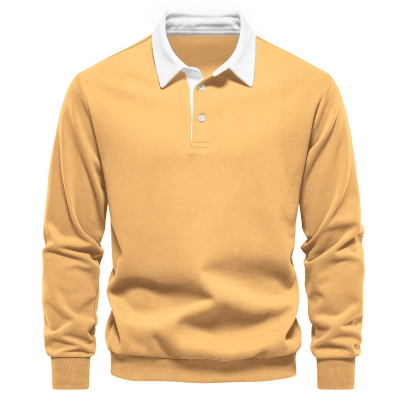 Autumn Polo Neck Cotton Sweatshirt for Men, Casual and Social Wear