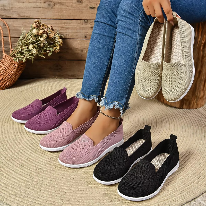 Women's Summer Mesh Slip-On Flats, Lightweight Breathable Comfort Loafers
