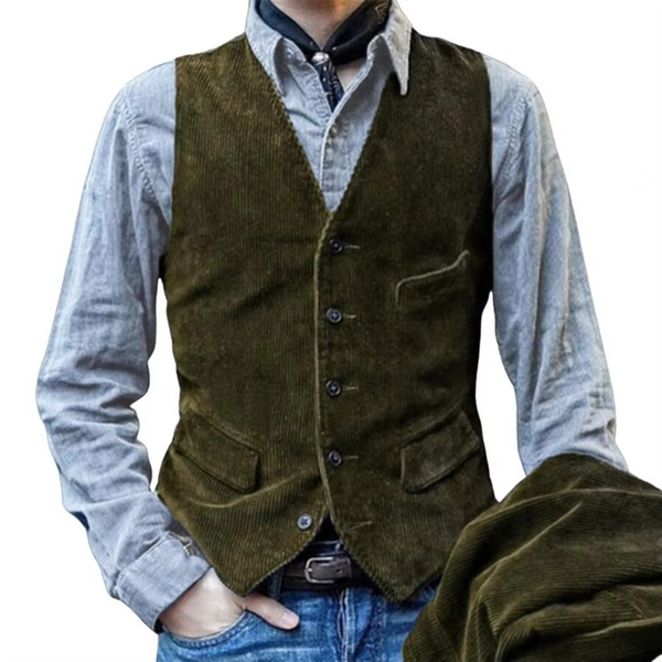 Men's Herringbone Tweed Slim Fit Vest, Classic V Neck Waistcoat for Business or Wedding
