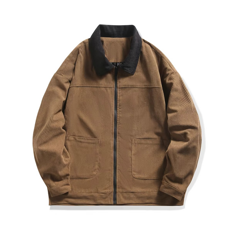 Men’s Autumn Corduroy Cargo Jacket, Casual Bomber Windbreaker