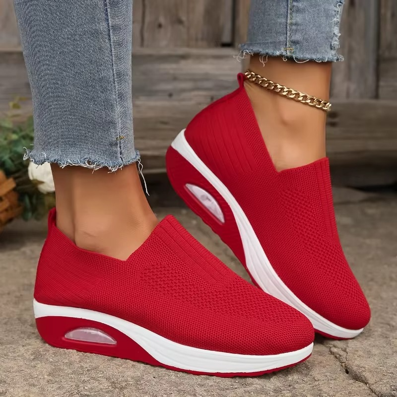 Women’s Orthopedic Air Cushion Walking Shoes – Breathable Non-Slip Wedge Mules