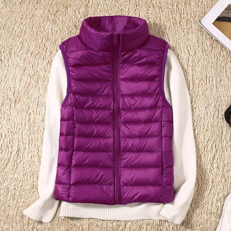 Women's Cropped Sleeveless Down Puffer Vest, Lightweight Nylon Winter Jacket