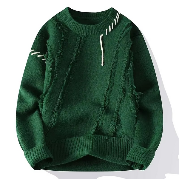 2025 Mens Streetwear Ripped Knit Sweater Warm Hip Hop Pullover for Winter and Autumn