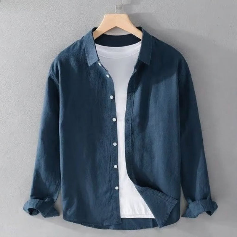 Men's Lightweight Cotton Linen Long Sleeve Casual Shirt