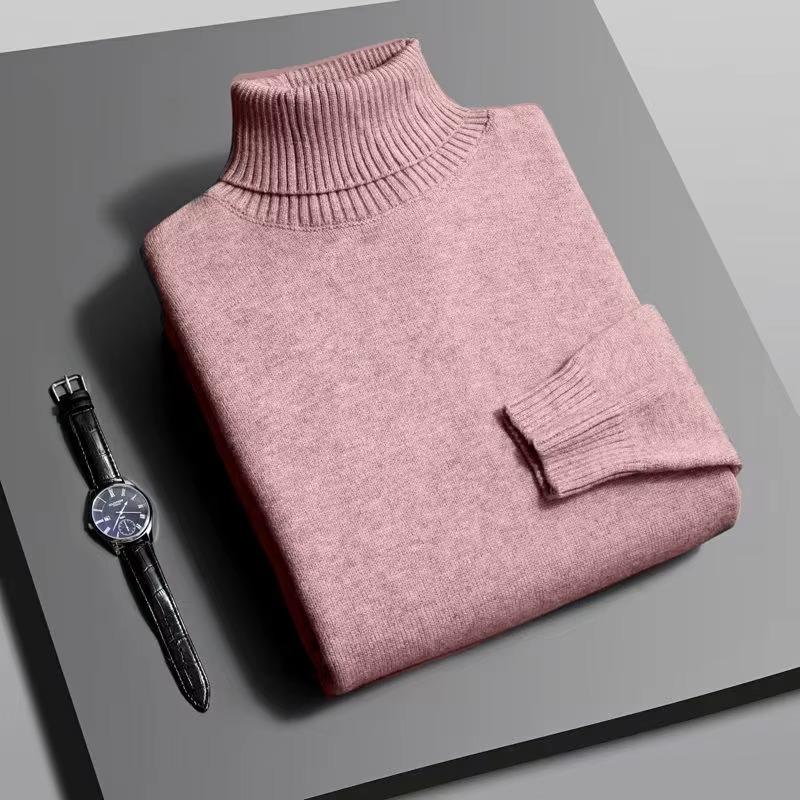 Men’s Premium Knitted Turtleneck Sweater Slim Fit Long Sleeve Pullover