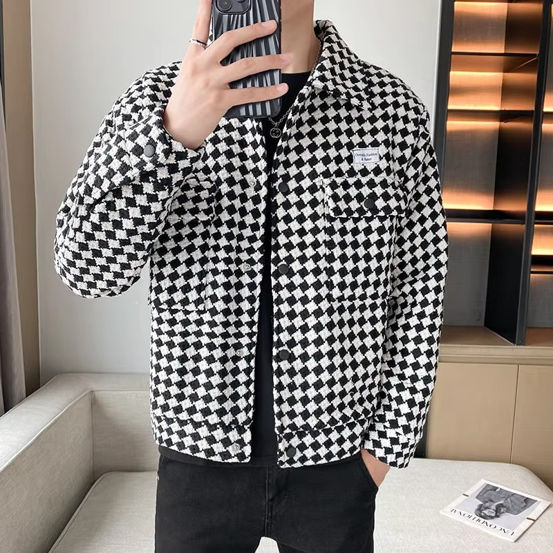 Men's Cargo Lattice Jacket, Y2K Designer Harajuku Aesthetic Winter Coat