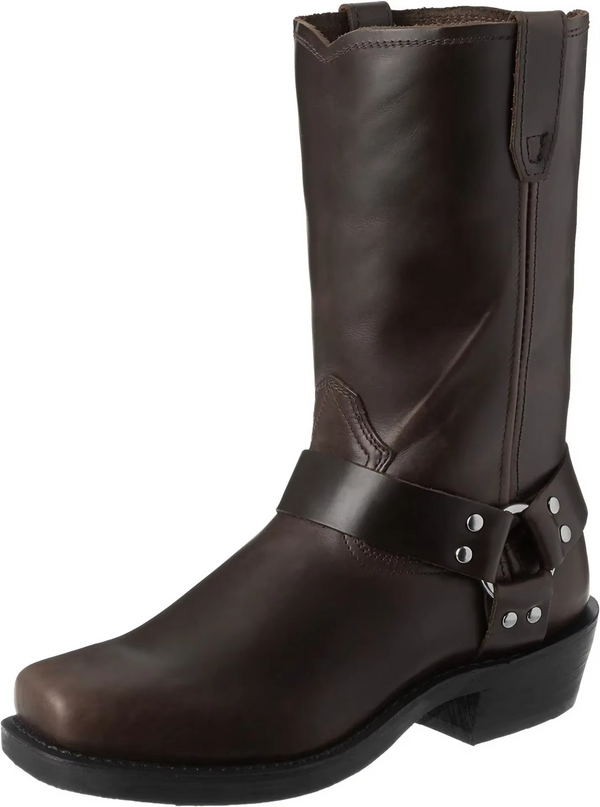 Men's Retro Western Cowboy Boots – Mid Calf PU Leather Slip-On Boots (US Sizes 6–13)