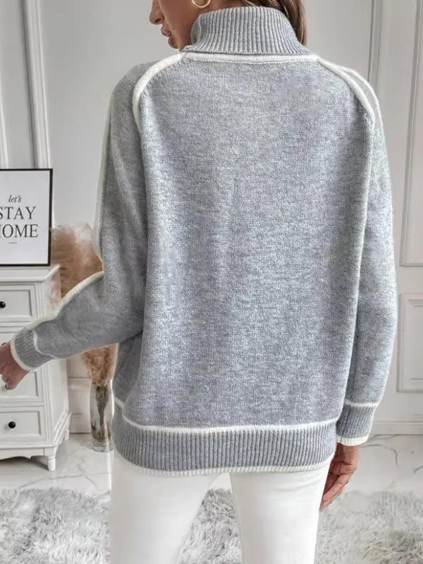 Elegant Oversized Turtleneck Knitted Sweater for Women