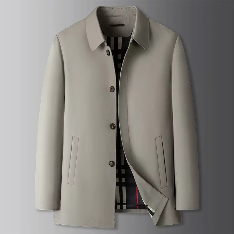 Plus Size Men's Long Trench Coat Casual Overcoat for Spring and Autumn