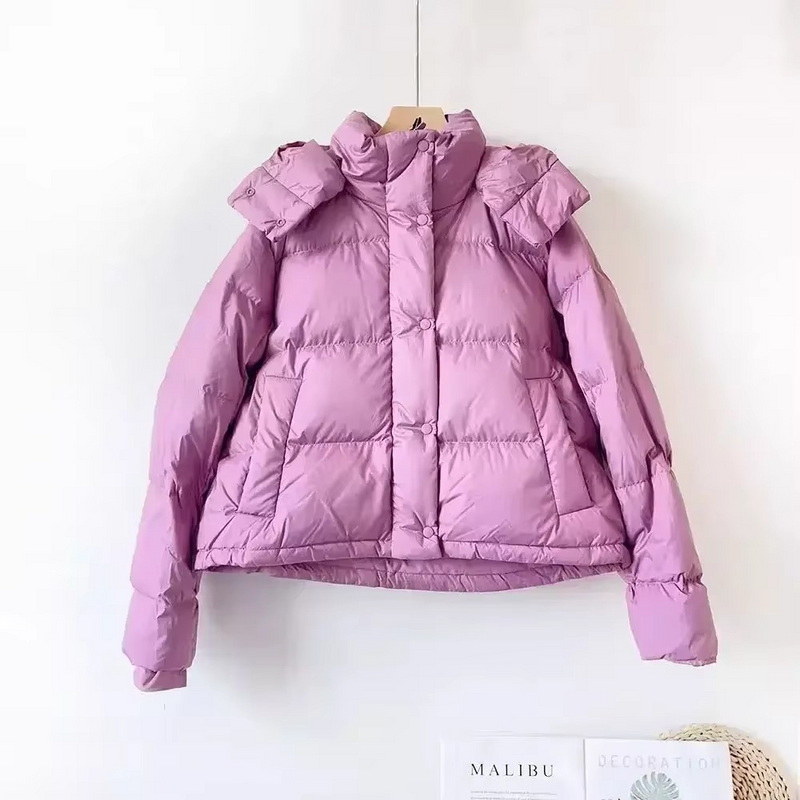 Women's Winter Down Jacket with Detachable Hood, Thickened Puff Coat