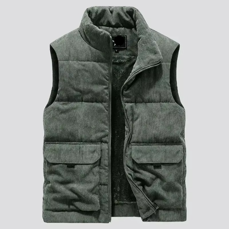 Men's Winter Wool Blend Padded Vest, Warm Sleeveless Jacket, Plus Size up to 6XL