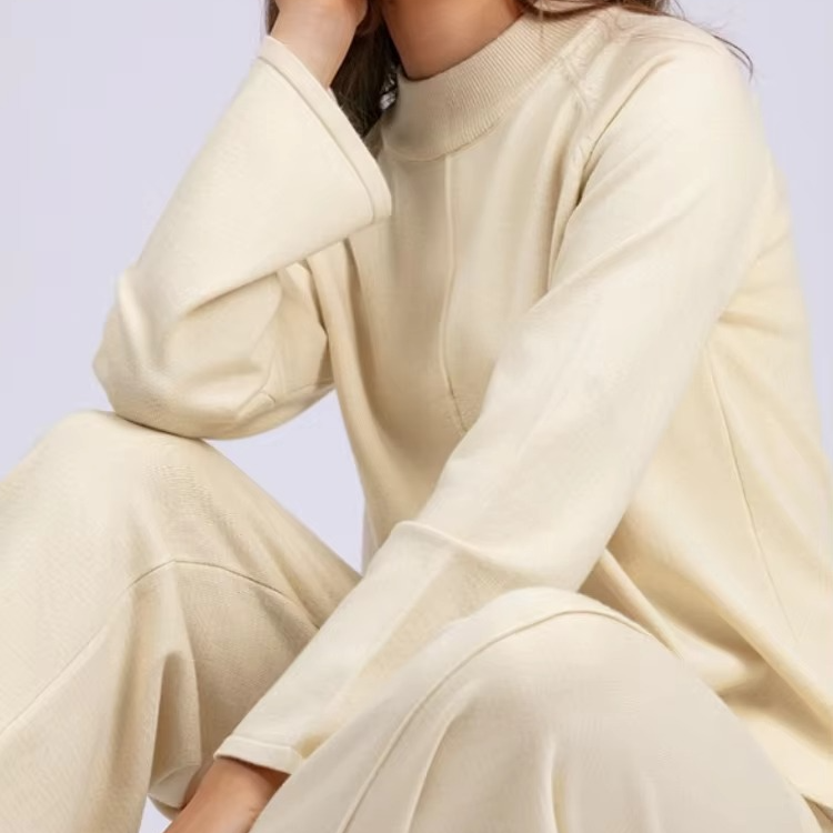 Cozy Knit Two-Piece Sweater and Wide-Leg Pant Set for Women