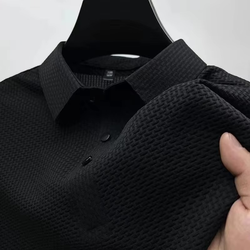 Men's Short Sleeve Business Casual Solid Polo Shirt