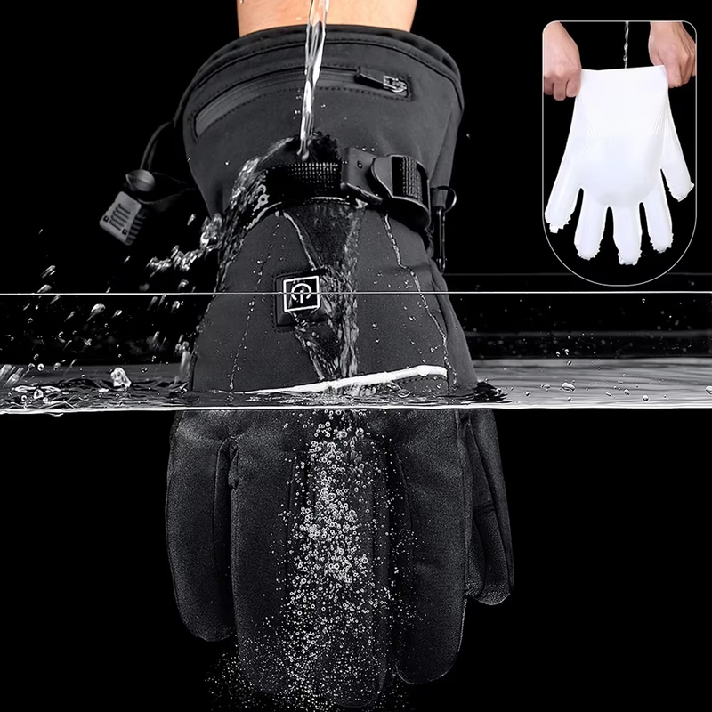 Battery Powered Heated Motorcycle Gloves, Waterproof Thermal Touchscreen Winter Riding Gloves