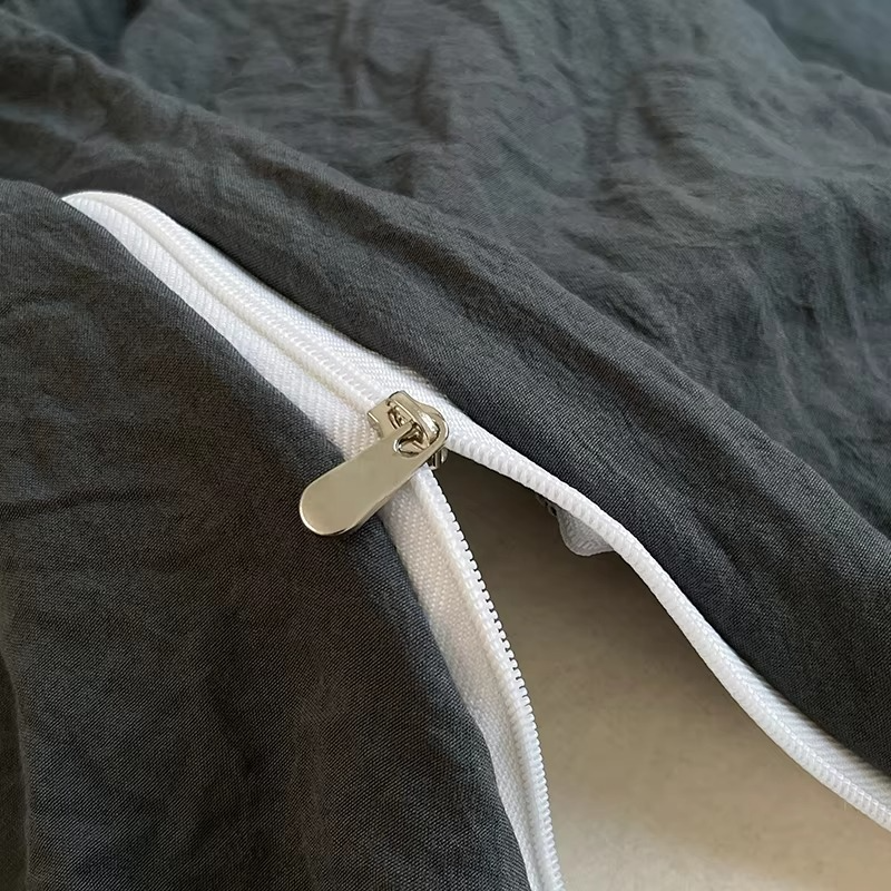 Dark Gray Brushed Duvet Cover Set with Pillowcases