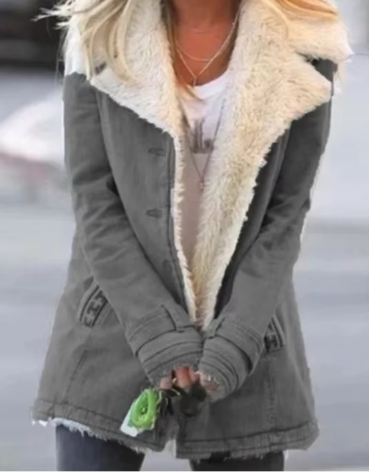Women's Plush Lapel Coat Jacket – Cozy Autumn Winter Parka