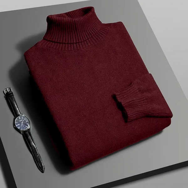 Men’s Premium Knitted Turtleneck Sweater Slim Fit Long Sleeve Pullover