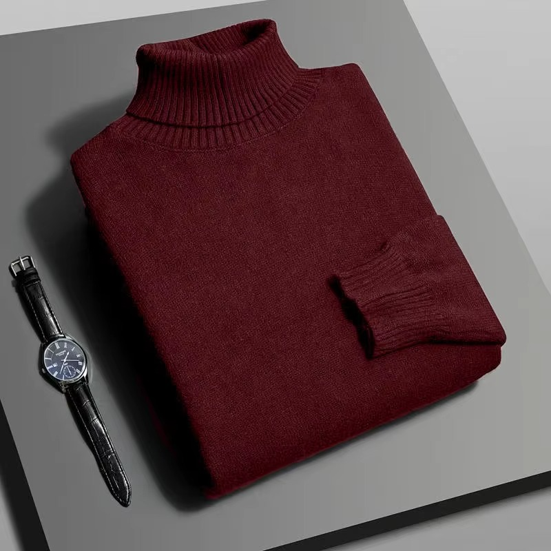 Men’s Premium Knitted Turtleneck Sweater Slim Fit Long Sleeve Pullover