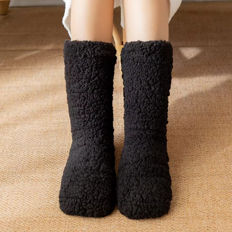 Women’s Thickened Thermal Home Socks, Ultra Warm Velvet Lined Anti Slip Indoor Slipper Socks