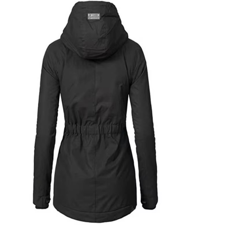 Women’s Slim Fit Winter Coat with Hood and Elastic Waist