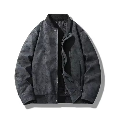 Spring 2025 Men's Lightweight Hong Kong Style Leather Jacket, Casual Youth Streetwear