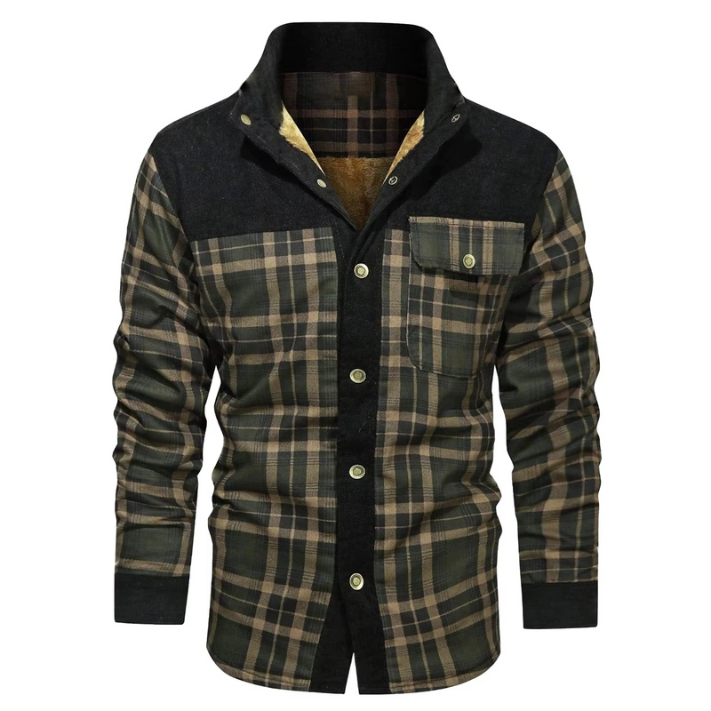 Men's Wool Lined Flannel Plaid Hooded Shirt Jacket