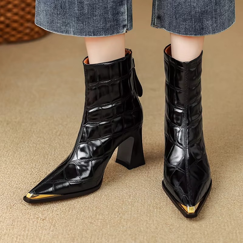 Elegant Retro Genuine Leather Ankle Boots for Women