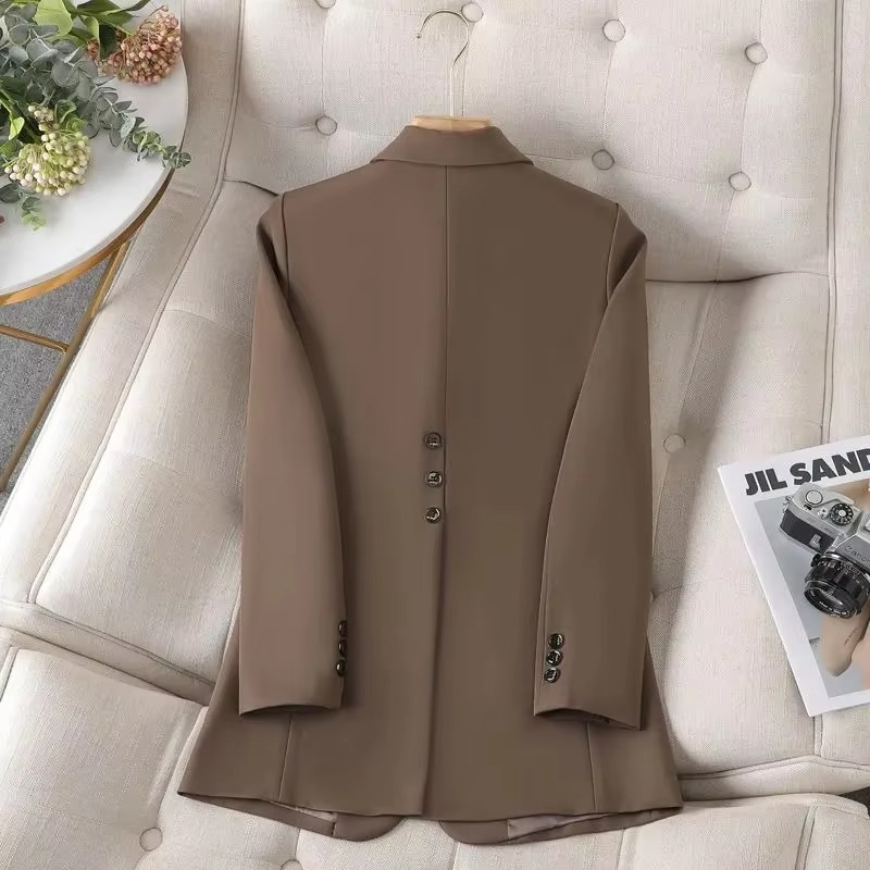 Women’s Green Single Button Blazer – Formal Office Coat with Long Sleeves