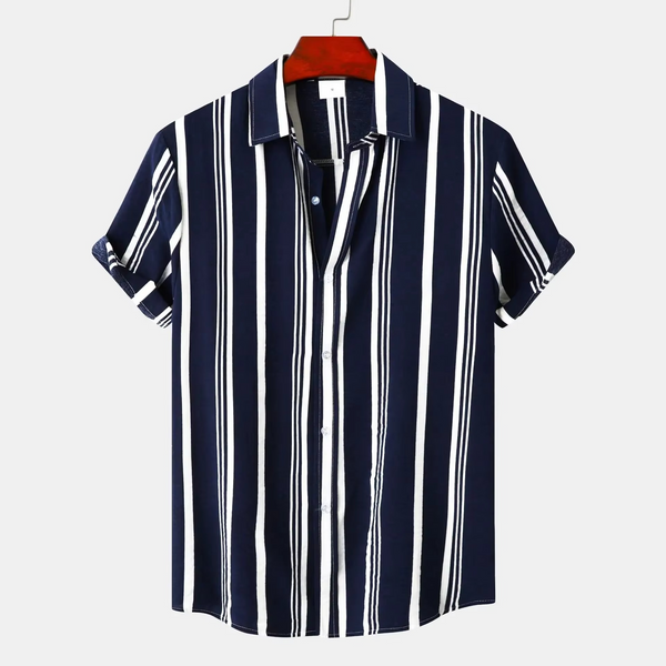 Men's Slim Fit Striped Short Sleeve Summer Casual Shirt
