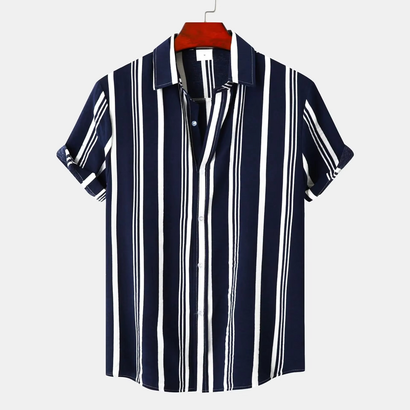Men's Slim Fit Striped Short Sleeve Summer Casual Shirt