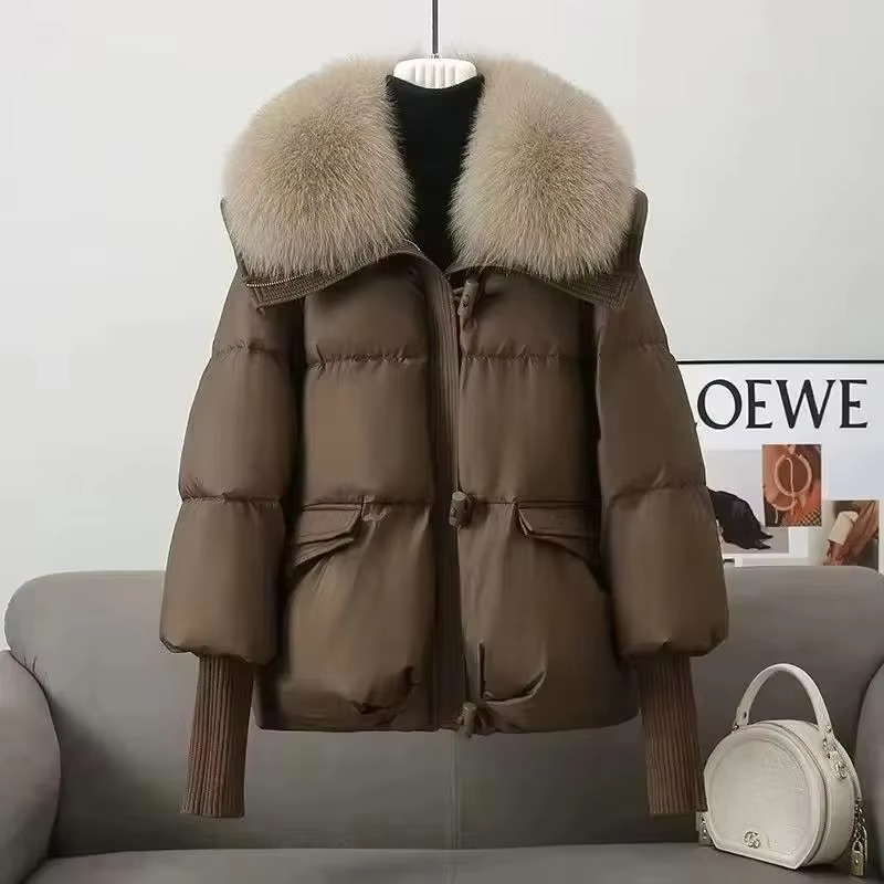Women's 2025 Winter Parka Coat with Big Faux Fur Collar – Warm Down Cotton Outerwear