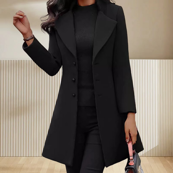 Women's Mid Length Wool Coat Slim Fit Single Breasted Winter Jacket