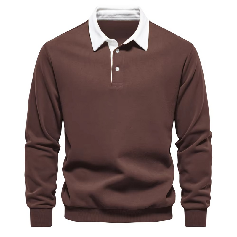 Autumn Polo Neck Cotton Sweatshirt for Men, Casual and Social Wear