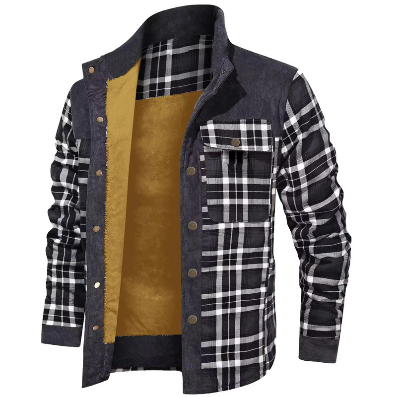 Men's Wool Lined Flannel Plaid Hooded Shirt Jacket